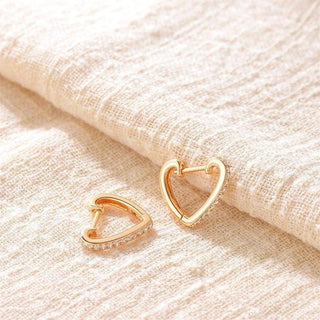 0.40 TCW Round Moissanite Heart Shape Hoop Earrings in 925 Sterling Silver- The 'Estelle' Earrings - Danni Martinez