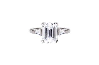 3.0 CT Emerald Moissanite Three Stone Diamond Ring in 925 Sterling Silver- The ‘Rosa’ Ring - Danni Martinez