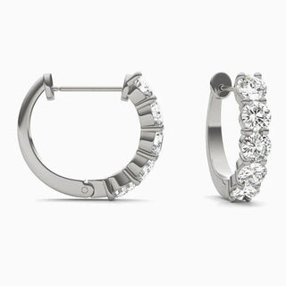 1.50 TCW Round Moissanite Mini Hoop Earrings in 925 Sterling Silver- The 'Janelle' Earrings - Danni Martinez