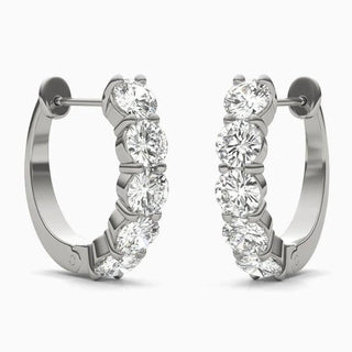 1.50 TCW Round Moissanite Mini Hoop Earrings in 925 Sterling Silver- The 'Janelle' Earrings - Danni Martinez