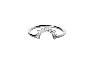 0.5 TCW Round Moissanite Curved Diamond Wedding Band in 925 Sterling Silver- The ‘Hunter’ Wedding Band - Danni Martinez