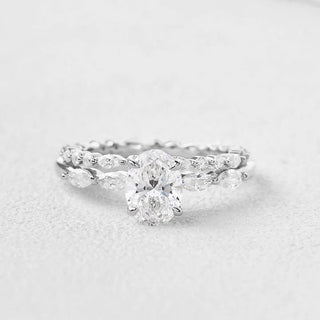 1.0 CT-2.0 CT Oval Moissanite Diamond April Birthstone Pave Bridal Ring Set in 925 Sterling Silver - Danni Martinez