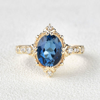 2.0 CT Oval Topaz November Birthstone Vintage Ring in 925 Sterling Silver - Danni Martinez