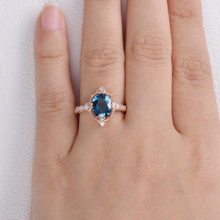 2.0 CT Oval Topaz November Birthstone Vintage Ring in 925 Sterling Silver - Danni Martinez