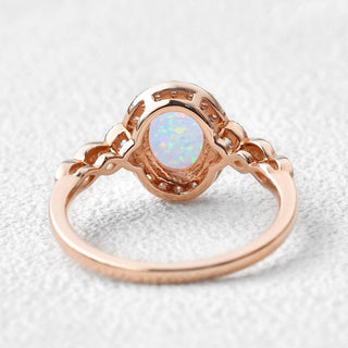 1.50 CT Oval Opal October Birthstone Vintage Ring in 925 Sterling Silver - Danni Martinez