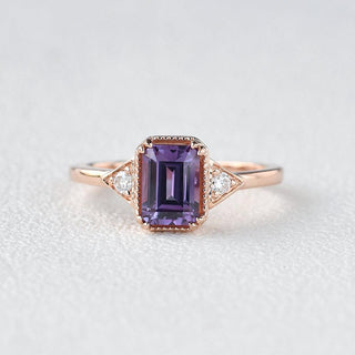 1.50 CT Emerald Amethyst February Birthstone Three Stone Ring in 925 Sterling Silver - Danni Martinez