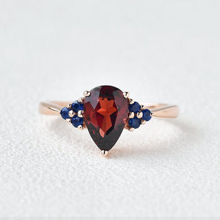 1.50 CT Pear Garnet January Birthstone Cluster Ring in 925 Sterling Silver - Danni Martinez