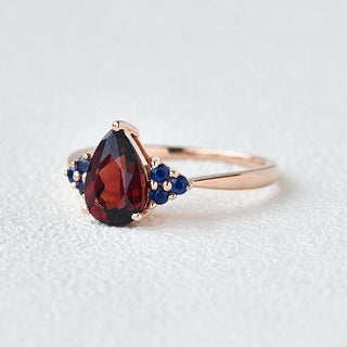 1.50 CT Pear Garnet January Birthstone Cluster Ring in 925 Sterling Silver - Danni Martinez