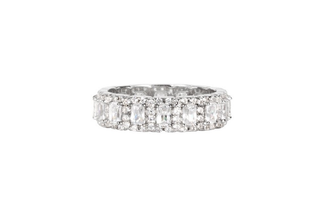 4.0 TCW Radiant & Round Moissanite Full Eternity Diamond Wedding Band in 925 Sterling Silver- The ‘Austin’ Wedding Band - Danni Martinez