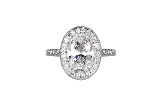 2.50 CT Oval Moissanite Halo & Pave Diamond Ring in 925 Sterling Silver- The ‘Tonya’ Ring - Danni Martinez