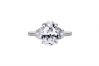 2.50 CT Oval Moissanite Three Stone Diamond Ring in 925 Sterling Silver- The 'Victor’ Ring - Danni Martinez