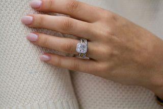 2.0 CT Radiant Moissanite Halo & Pave Diamond Ring in 925 Sterling Silver- The ‘Nathaniel’ Ring - Danni Martinez