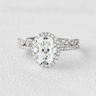 1.0 CT-2.0 CT Oval Moissanite Diamond April Birthstone Pave Bridal Ring Set in 925 Sterling Silver - Danni Martinez