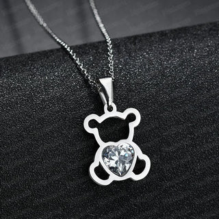 1.0 CT Heart Moissanite Bear Heart Diamond Necklace in 925 Sterling Silver- The ‘Sandra’ Necklace - Danni Martinez