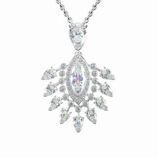 5.0 TCW Multitone Moissanite cluster Diamond Necklace in 925 Sterling Silver- The ‘Vaughn’ Necklace - Danni Martinez