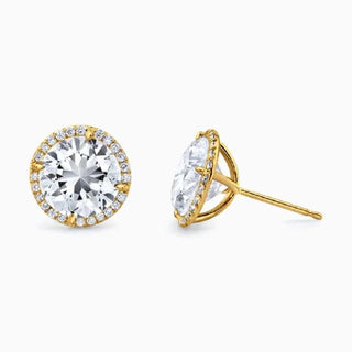 8.0 TCW Round Moissanite Halo Earrings in 925 Sterling Silver- The 'Belinda' Earrings - Danni Martinez