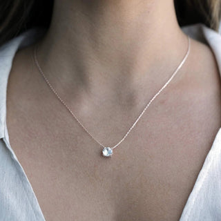2.0 CT Round Moissanite Solitaire Diamond Necklace in 925 Sterling Silver- The ‘Donovan’ Necklace - Danni Martinez