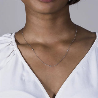 1.5 TCW Round Moissanite Station Necklace Diamond Necklace in 925 Sterling Silver- The ‘Elaine’ Necklace - Danni Martinez