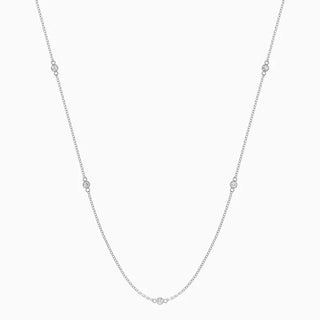 1.5 TCW Round Moissanite Station Necklace Diamond Necklace in 925 Sterling Silver- The ‘Elaine’ Necklace - Danni Martinez