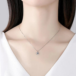 1.0 CT Round Moissanite Solitaire Diamond Necklace in 925 Sterling Silver- The ‘Bradley’ Necklace - Danni Martinez