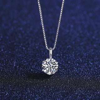 1.0 CT Round Moissanite Solitaire Diamond Necklace in 925 Sterling Silver- The ‘Bradley’ Necklace - Danni Martinez