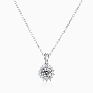 1.0 CT Round Moissanite Halo Diamond Necklace in 925 Sterling Silver- The ‘Landon’ Necklace - Danni Martinez