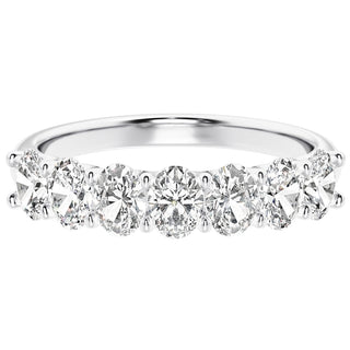 0.84 TCW Oval Moissanite Half Eternity Diamond Wedding Band in 925 Sterling Silver- The ‘Kyle’ Wedding Band - Danni Martinez