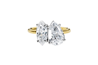 3.0 TCW Pear & Marquise Moissanite Two Stone Diamond Ring in 925 Sterling Silver- The ‘Bridget’ Ring - Danni Martinez