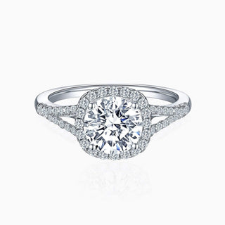 1.5 CT Round Moissanite Halo pave Diamond Ring in 925 Sterling Silver- The ‘Angelique’ Ring - Danni Martinez