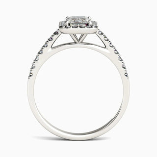 1.0 CT Emerald Moissanite Halo Pave Diamond Ring in 925 Sterling Silver- The ‘Leilani’ Ring - Danni Martinez