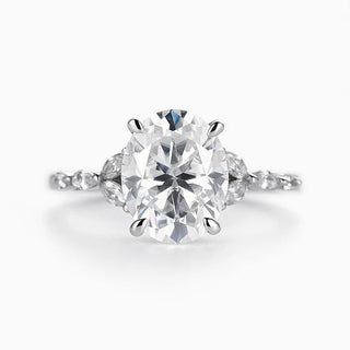 2.0 CT Oval Moissanite Vintage Diamond Ring in 925 Sterling Silver- The ‘Phoebe’ Ring - Danni Martinez