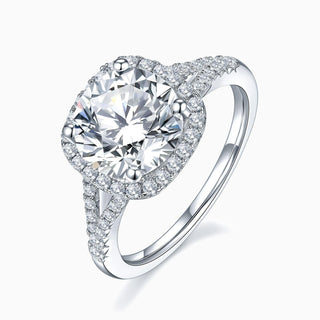 1.5 CT Round Moissanite Halo pave Diamond Ring in 925 Sterling Silver- The ‘Angelique’ Ring - Danni Martinez