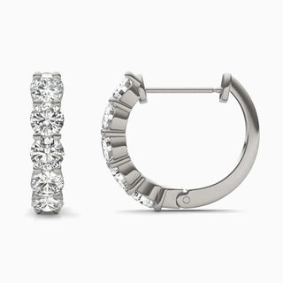 1.50 TCW Round Moissanite Mini Hoop Earrings in 925 Sterling Silver- The 'Janelle' Earrings - Danni Martinez