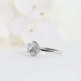 0.75 CT Round Moissanite Unique Rose Diamond Ring in 925 Sterling Silver- The ‘Fernando’ Ring - Danni Martinez