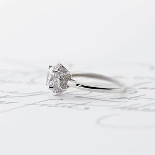 0.75 CT Round Moissanite Unique Rose Diamond Ring in 925 Sterling Silver- The ‘Fernando’ Ring - Danni Martinez