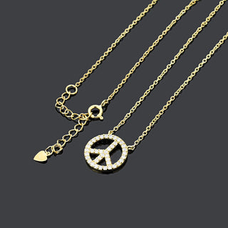 0.4 TCW Round Moissanite Peace Sign Diamond Necklace in 925 Sterling Silver- The ‘Maxwell’ Necklace - Danni Martinez