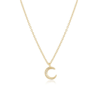 0.05 TCW Round Moissanite Crescent Moon Diamond Necklace in 925 Sterling Silver- The ‘Gideon’ Necklace - Danni Martinez