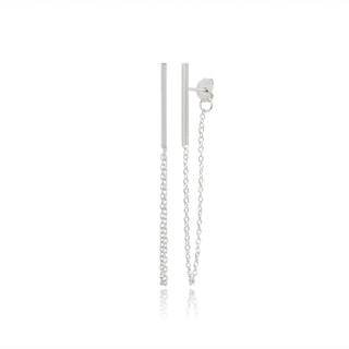 Bar Dangling Chain Earrings in 925 Sterling Silver- The 'Marisol' Earrings - Danni Martinez