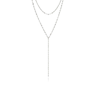 Plain Double Coin Lariat Diamond Necklace in 925 Sterling Silver- The ‘Victor’ Necklace - Danni Martinez
