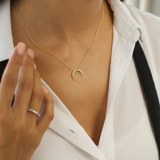 Plain Crescent Moon Necklace in 925 Sterling Silver- The ‘Declan’ Necklace - Danni Martinez