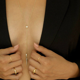 Plain Spear Drop Diamond Necklace in 925 Sterling Silver- The ‘Lance’ Necklace - Danni Martinez
