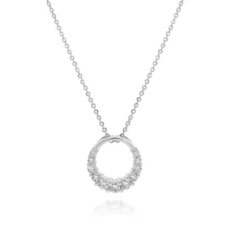 0.6 TCW Round Moissanite Halo Diamond Necklace in 925 Sterling Silver- The ‘Molly’ Necklace - Danni Martinez