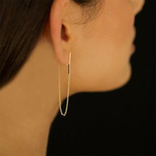 Bar Dangling Chain Earrings in 925 Sterling Silver- The 'Marisol' Earrings - Danni Martinez