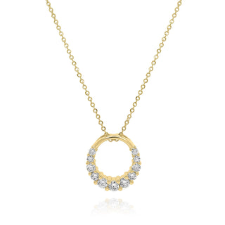 0.6 TCW Round Moissanite Halo Diamond Necklace in 925 Sterling Silver- The ‘Molly’ Necklace - Danni Martinez