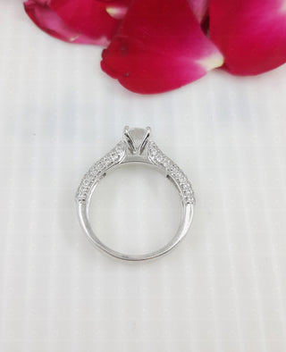 1.0 CT Round Moissanite Unique Pave Diamond Ring in 925 Sterling Silver- The ‘Thaddeus’ Ring - Danni Martinez