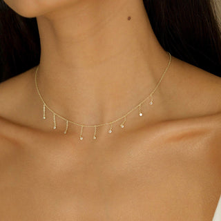 0.1 TCW Round Moissanite Dainty Layered Diamond Necklace in 925 Sterling Silver- The ‘Whitney’ Necklace - Danni Martinez