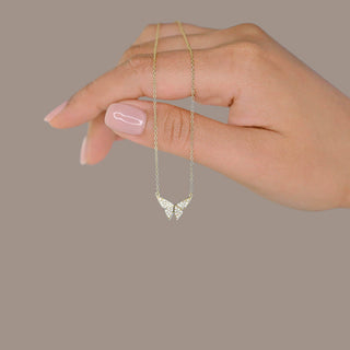 0.35 TCW Round Moissanite Butterfly Diamond Necklace in 925 Sterling Silver- The ‘Rose’ Necklace - Danni Martinez