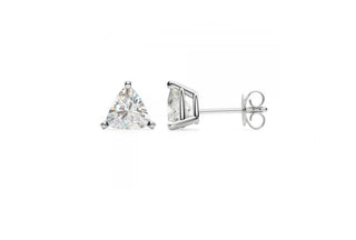 0.70 TCW Trillion Moissanite Solitaire Earrings in 925 Sterling Silver- The 'Andre' Earrings - Danni Martinez