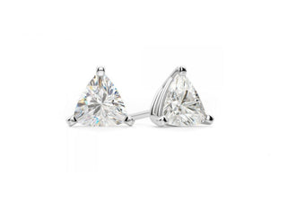0.70 TCW Trillion Moissanite Solitaire Earrings in 925 Sterling Silver- The 'Andre' Earrings - Danni Martinez
