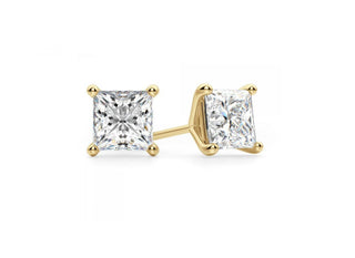 3.0 TCW Princess Moissanite Solitaire Earrings in 925 Sterling Silver- The 'Justine' Earrings - Danni Martinez